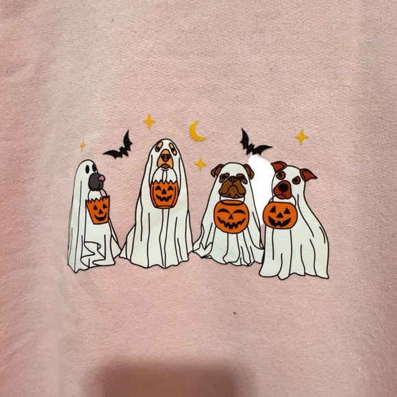 Gildan- Pink spooky dogs sweatshirt- size Med EUC - Picture 4 of 10